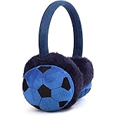 TINAYAUE Kids Earmuffs Football Pattern Warm Plush Ear Warmers Soccer Design Earmuffs Cartoon Ear Muffs Protector Gifts