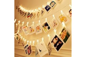 Dopheuor Photo Clip String Lights LED Fairy Clip String Lights Hanging Photo Pictures Battery Operated for Gifts Patio Christmas Bedroom Wedding Birthday Party Halloween Festival Decor (no Battery)