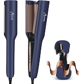 Aima Beauty 1 Inch Deep Wave Curling Iron Hair Crimper Waver Beach Waves | Memory Timer Hair Waver, Adjustable Temp Travel Dual Voltage Anti-Scald Lasting Style Ionic Anti-Frizz, Prussian Blue