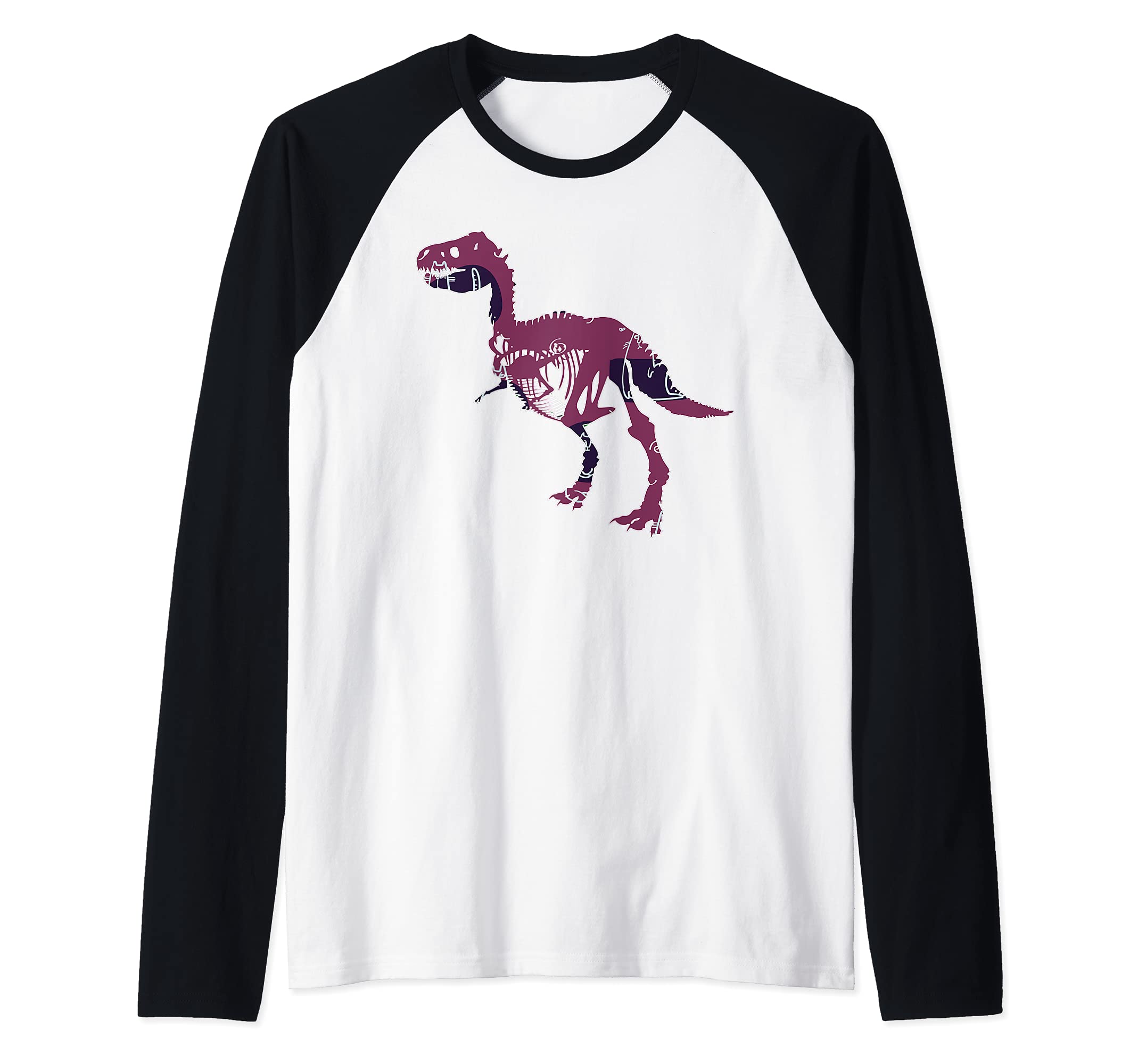 Tyrannosaurus Rex Animal T-Rex Creepy Dinosaur Raglan Baseball Tee