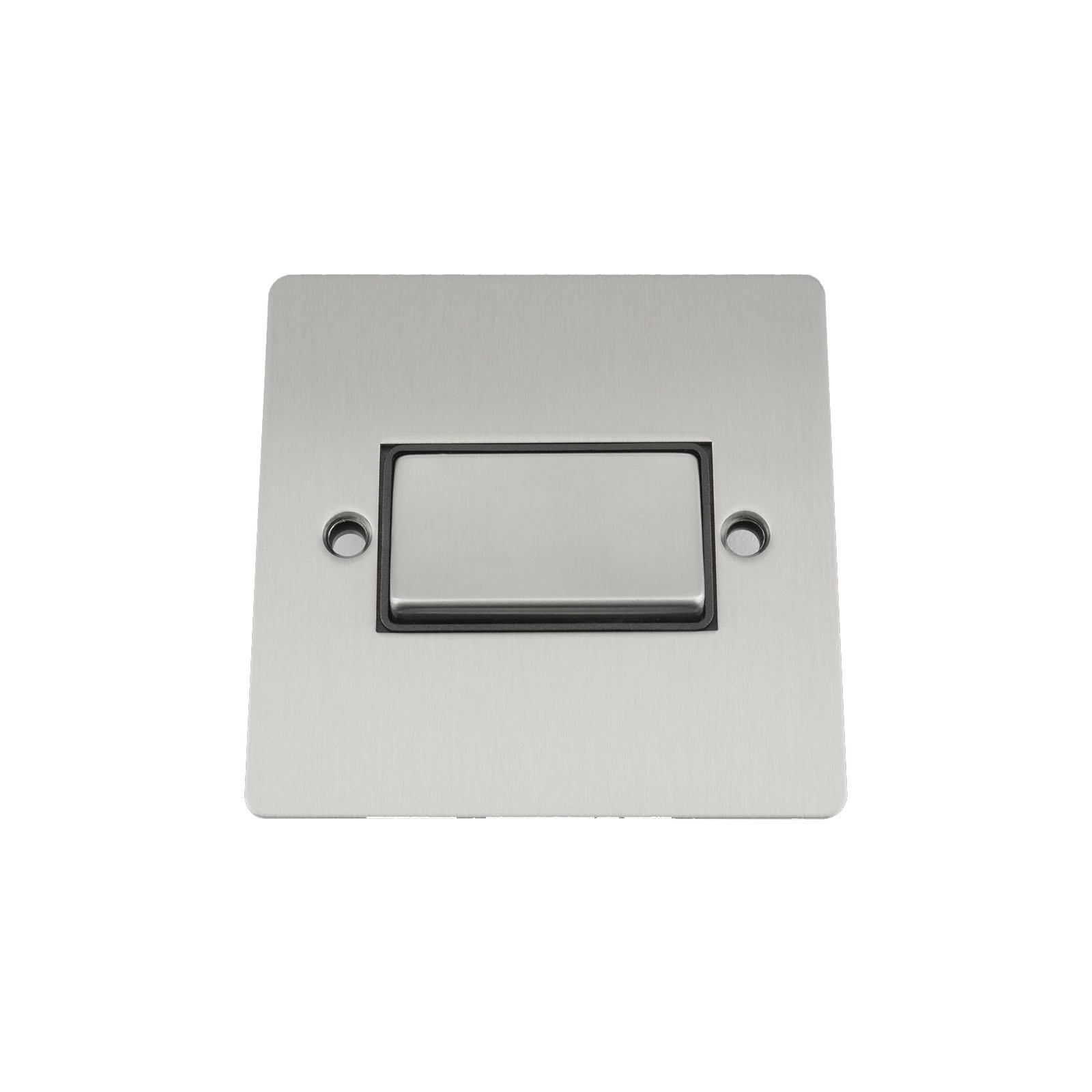 Fan Isolator 3 Pole Switch - Satin Matt Chrome Flat - Black Insert Metal Rocker Switch