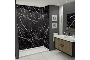 Transolid TWKE603696-KI03G Titan 60-in x 36-in x 96-in Eco Shower Wall Kit, Black Caruso (Glossy)