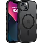 BENTOBEN Magnetic for iPhone 13 Case & iPhone 14 Case, [Curly Wave Edge] [Compatible with Magsafe] Slim Translucent Matte Anti-Slip Shockproof Protective Phone Cover for iPhone 13/14 6.1", Black