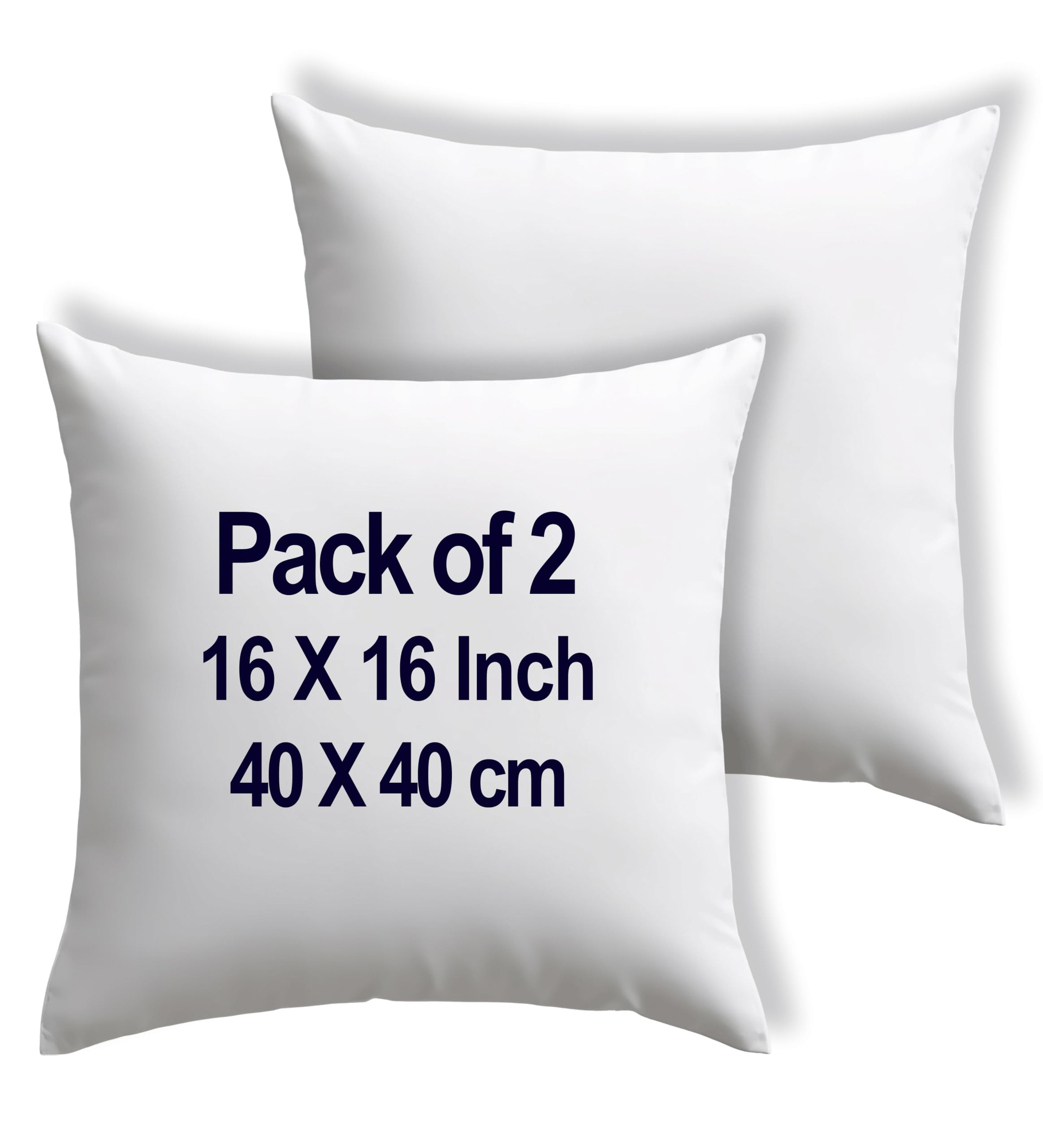 raajsee Cushion Inserts 40cm x 40cm / 16 x 16 Inch (Pack of 2), Hypoallergenic Cotton Blend Fabric, Sofa Cushions Inner Pads Decorative Stuffing For Square Foam Throw Pillow Filler Bed Couch