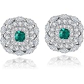 UniLogue Exclusive Emerald Gem with Zircons Inlaid S925 Silver Stud Earrings Minimalist Fashion OL Silver Stud Earrings Jewelry Gift for Women
