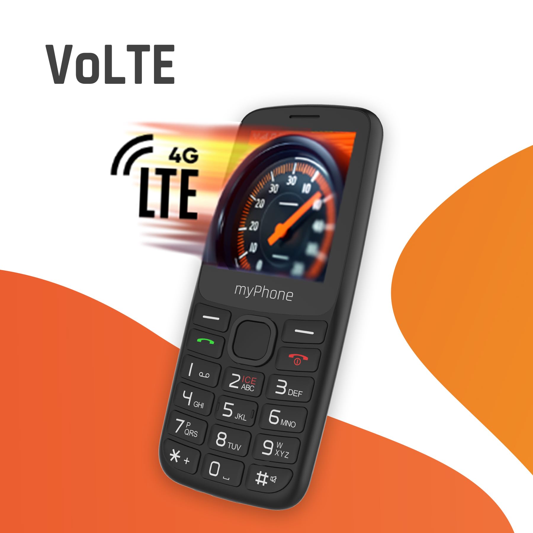 myPhone 6410 LTE 4G Simple Phone with Clear Display and Large Buttons, Large 1400mAh Battery, Bluetoth, Radio, Torch LED, Large 124MB Drive, Ice