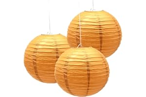 Hocansen 3pcs Paper Lanterns Decorative Round Chinese Paper Lanterns for Birthday Halloween Wedding Baby Bridal Shower Home Decor Party Decoration (12in/Khaki)