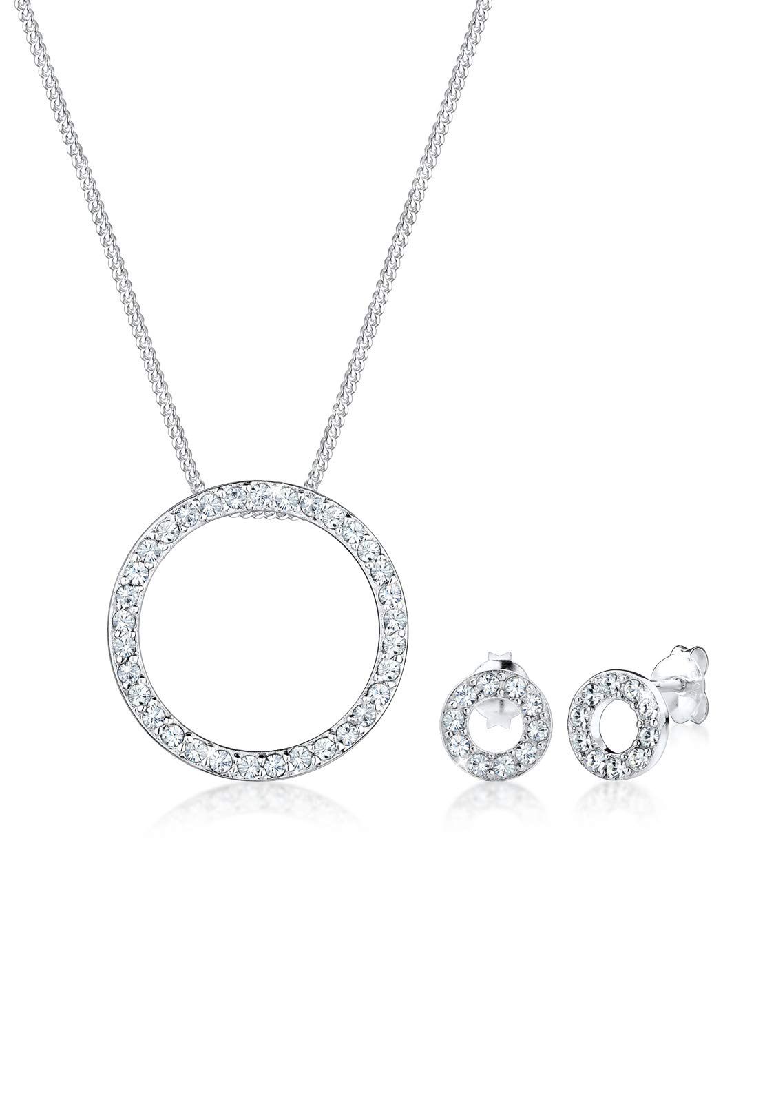 Elli Geo Circle Jewellery Set Crystals 925 Silver