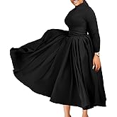 Symina Women's Long Sleeve Maxi Dress Church Cocktail African Formal Fall Dresses Plus Size Wedding Guest Dress