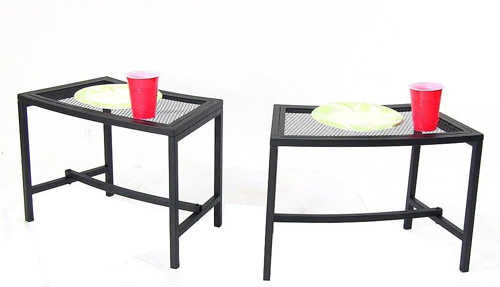 Sunnydaze Black Mesh Patio Side Table 23 X 16 Inch 2 Tables Sunnydaze Decor Amazon Co Uk Garden Outdoors