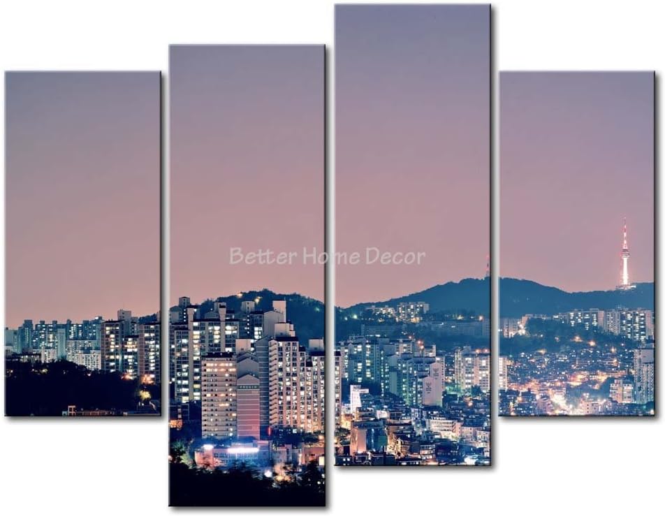 YEHO Art Gallery Painting Seoul With Busy Road At Night Picture Print On Canvas City The Picture Home Decor Oil Prints