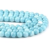 Larimar Beads 10 mm Beads Natural Stone Round Loose Beads for Jewelry Making Beads for Br Beautiful Birthday Gift 1 Strand 15" (10 mm, Larimar)