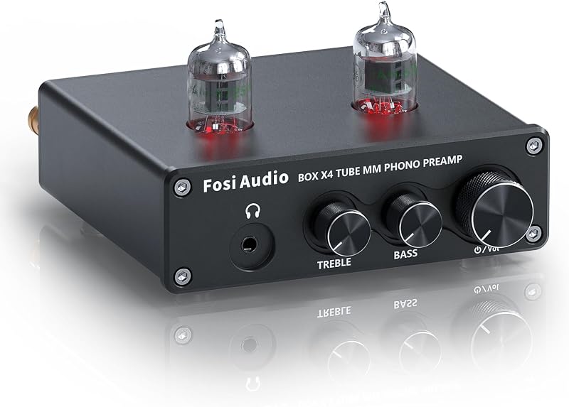 Fosi Audio BOX X4 Phono Preamp Headphone Amp MM with JAN 5725W Tubes