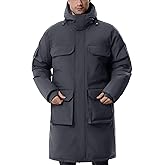 UIQUR Men's Long Winter Coat Hooded Warm Puffer Jacket Water Resistant Thicken Down Outerwear Windbreaker Parka