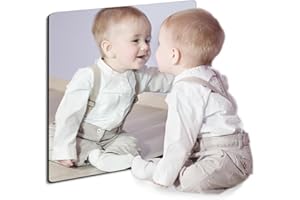 quegau Kids Safety Shatterproof Mirror for Wall,Plastic Mirror Wall Mounted,Made of Unbreakable Acrylic Non-Glass,Thick 1/8",1Pcs 8"x8",Great for Bedroom Door Closet,Kids' Rooms Mirror