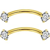 Vqoxaggi 16G Eyebrow Piercing Jewelry Surgical Steel Cubic Zirconia Internally Threaded Vertical Labret Lip Jewelry Curved Barbell Tiny Eyebrow Rings Ear Rook Small Belly Button Ring for Women Men