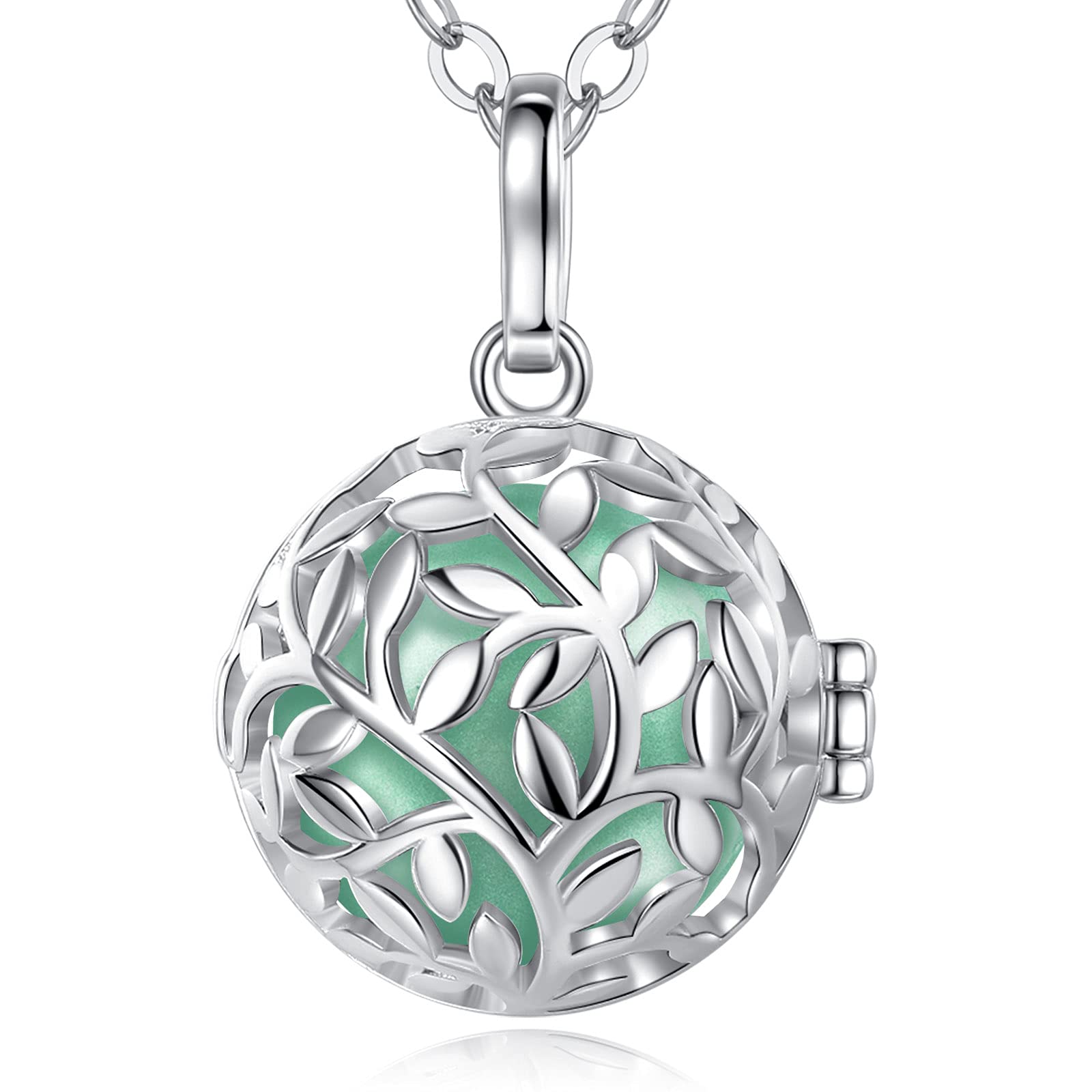 EUDORA Harmony Ball Tree of Life Necklace with Music Chime Wishing Ball Pregnancy Mexican Bola Pendant Necklacefor Women Ladies Jewellery Best Gift, 30"+45"
