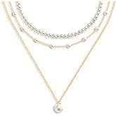 OGD Gold Pearl Necklaces Set for Women 14K Gold Plated Dainty Layered Pearl Cute Daisy Pearl Choker Gold Necklace Gifts for Women Gold Trendy Jewelry Gifts