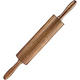 KITEISCAT Acacia Wooden Rolling Pin for Baking- Durable, Non-Stick Dough Roller with Handles- 17 Inches Long Baking Rolling P