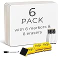 Ohuhu 6-Pack Small Dry Erase Boards, 9 x 12 Inch Mini White Boards, Double-Sided Plain Whiteboards Set – Includes 6 Lapoards,