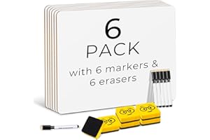 Ohuhu 6-Pack Small Dry Erase Boards, 9 x 12 Inch Mini White Boards, Double-Sided Plain Whiteboards Set – Includes 6 Lapoards,
