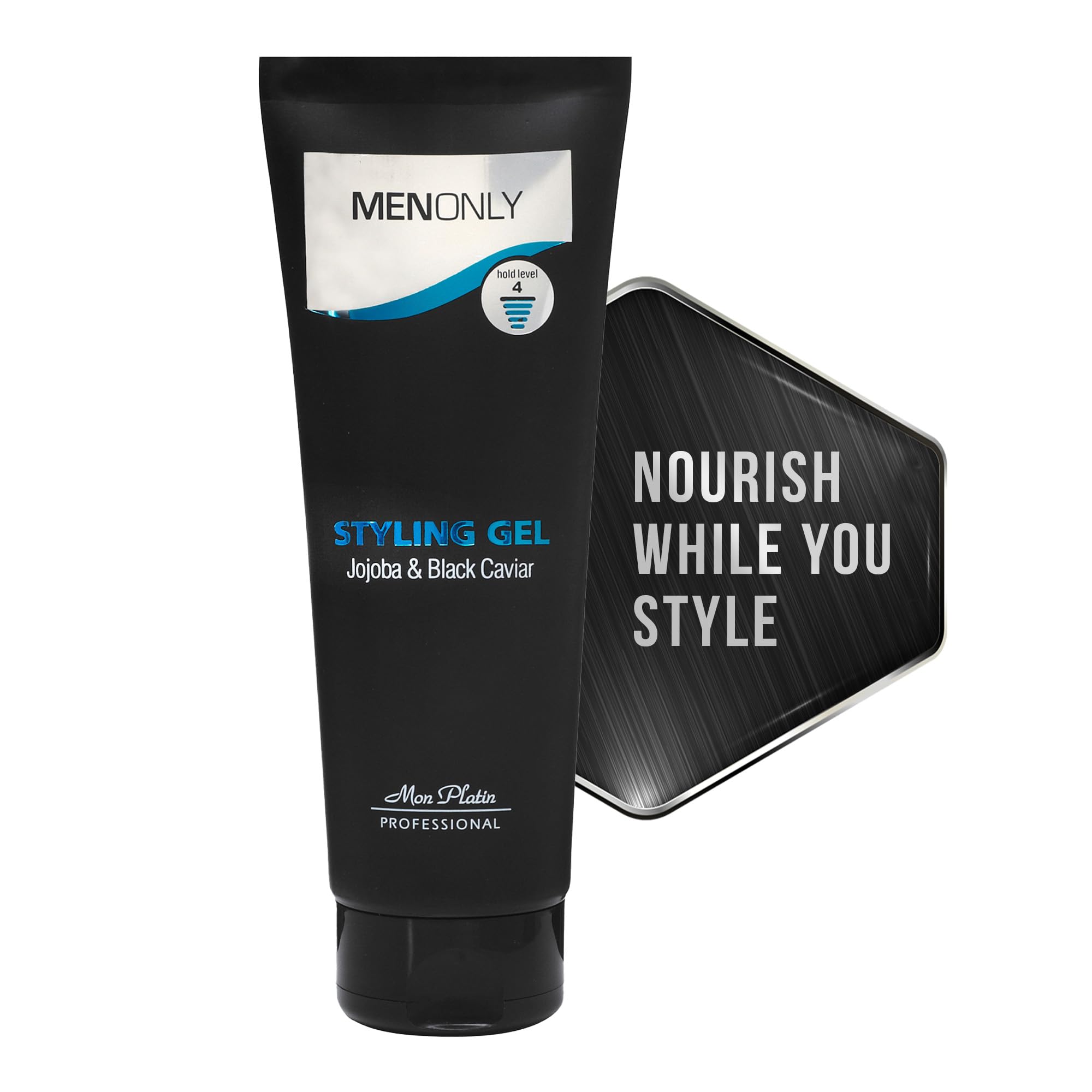 Mon Platin Men’s Styling gel with Jojoba & Black caviar – Men’s Hair Gel with Black Caviar and Jojoba, Strong Hold, Anti-Dandruff Formula, Keeps Hair Styled, Healthy, and Shiny 250ml