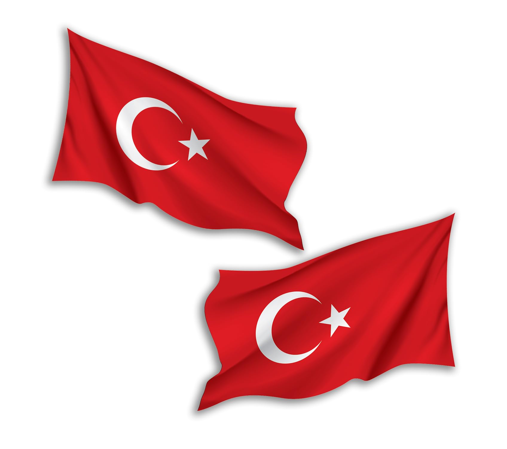 2 x 20cm Waving Türkiye Flag Vinyl Stickers - Turkey Travel Adventure World Country Location Decal Scrapbook Luggage Sticker #81790