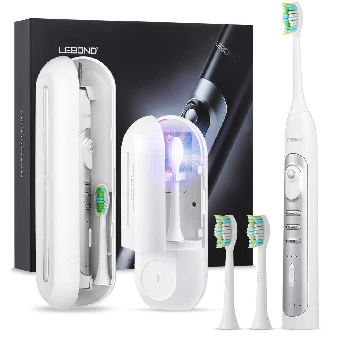 Electric Toothbrush with UV Sanitizer Charging Case & Travel Case