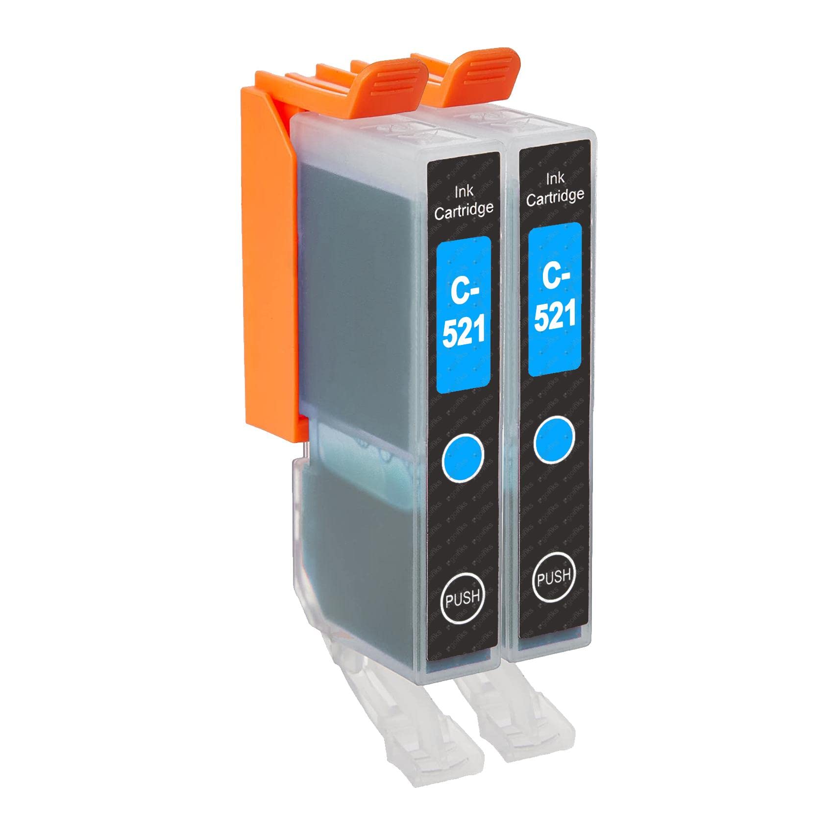 Go Inks C-521C Compatible Cyan Ink Cartridge to repalce Canon CLI-521C for use with Canon PIXMA Printers (Pack of 2)