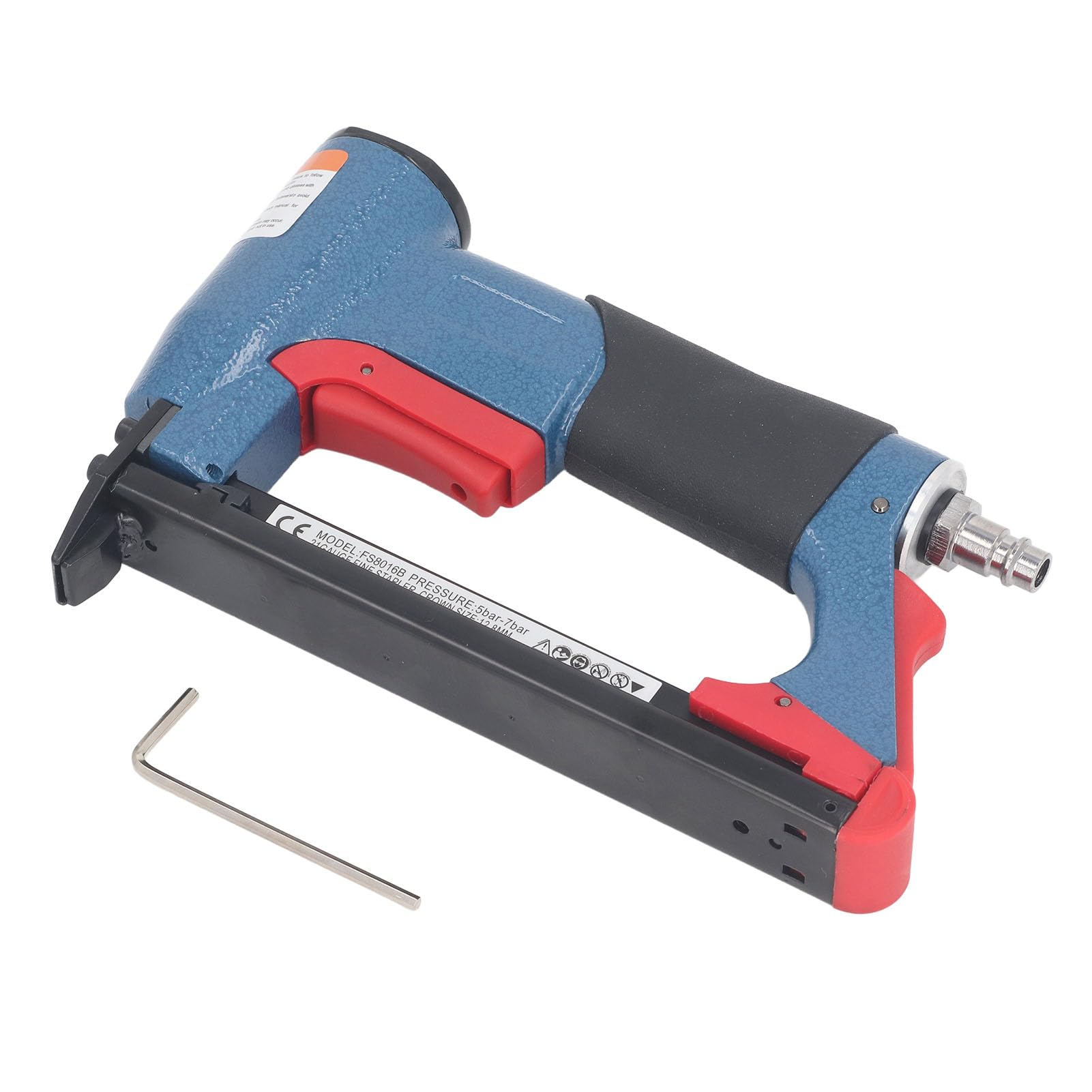 FS8016 Pneumatic Staple Gun, 21 Gauge, 1/4in Air Inlet, Non-Slip Handle, 140 Nails Capacity, for Woodworking Carpentry Construction Upholstery