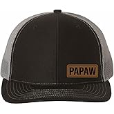 PapaW vegan Leather Patch Cap, Richardson 112 Hat, PapaW Hat, PapaW Dad Hat, PapaW Gifts, Richardson Cap, Leather Richardson Hat, Black Charcoal