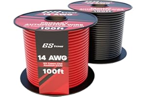 GS Power 200ft CCA 14 Gauge Wire Automotive, 100ft Spool, 2 Colors, 14 AWG 12v, Speaker Electrical Wire Low Voltage Primary for Car Stereo Audio Trailer Harness Hookup Wiring DIY