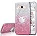 Galaxy Grand Prime Case, Galaxy J2 Prime Case,Silverback Girls Bling Glitter Case With 360 Rotating Ring Stand, Soft TPU Cover + Hard PC Shell for Samsung Galaxy Grand Prime Plus -Pink