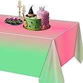 AFZMON 1 Pack Witch Birthday Party Decorations Tablecloth, Pink and Green Disposable Rectangle Plastic Table Decors Cloth for Kids Baby Shower Wedding Party Supplies, 54 x 108Inch