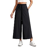 CRZ YOGA Lightweight Wide Leg Cropped Pants for Women 25" - Casual Travel Work Sweatpants Summer