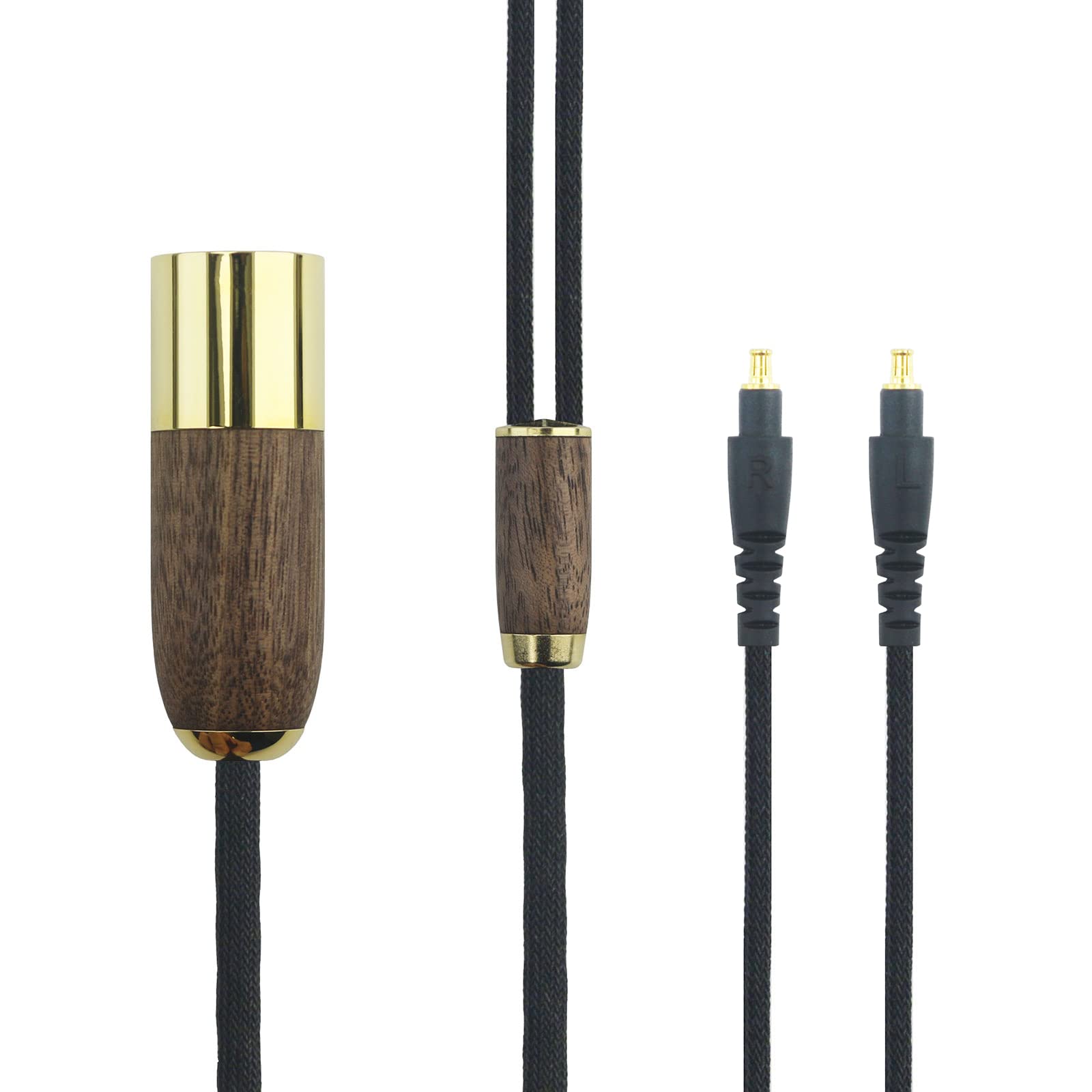 ABLET 4-pin XLR Balanced cable 6N OCC Copper Silver Plated Cord 4-pin XLR Balanced Cable Compatible with Audio-Technica ATH-MSR7b ATH-SR9 ATH-ESW990H ATH-ES770H Headphone Walnut Wood Shell