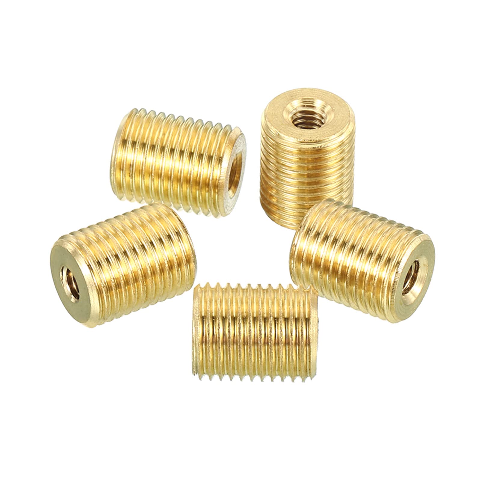 PATIKIL M10 to M4 Fine Thread Adapter Reducer Thread Reducing Nuts Insert, 5 Pack 12mm Threaded Hollow Tube Adapter Brass Coupler Connector Pipe Fitting