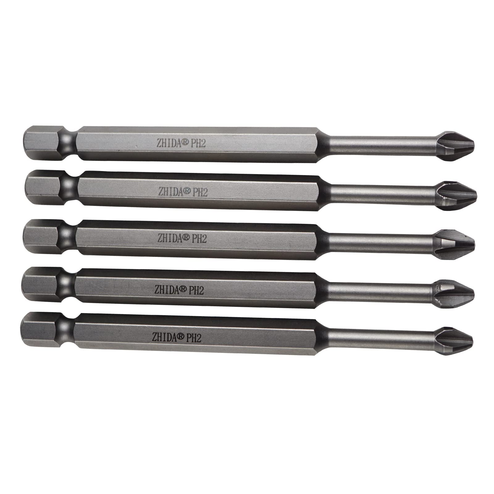 ZHIDA 3.5 Inch Impact Screwdriver Bit PH2 Philllips #2 89mm Long 5 PCS