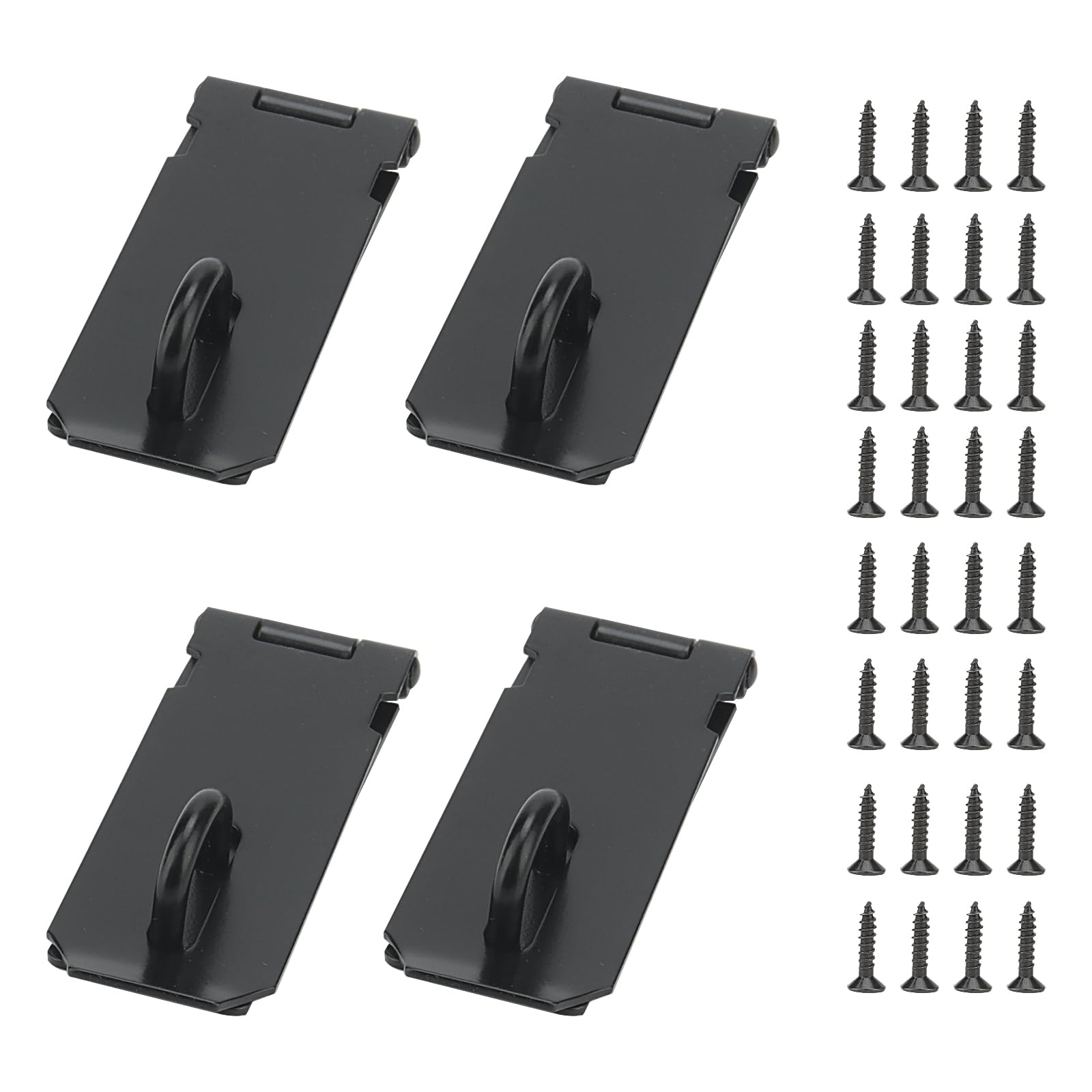 4 PCS 4 Inch Black Padlock Hasp and Staple, 10cm Padlock Latch Clasp with Screw for Door Window Cabinet