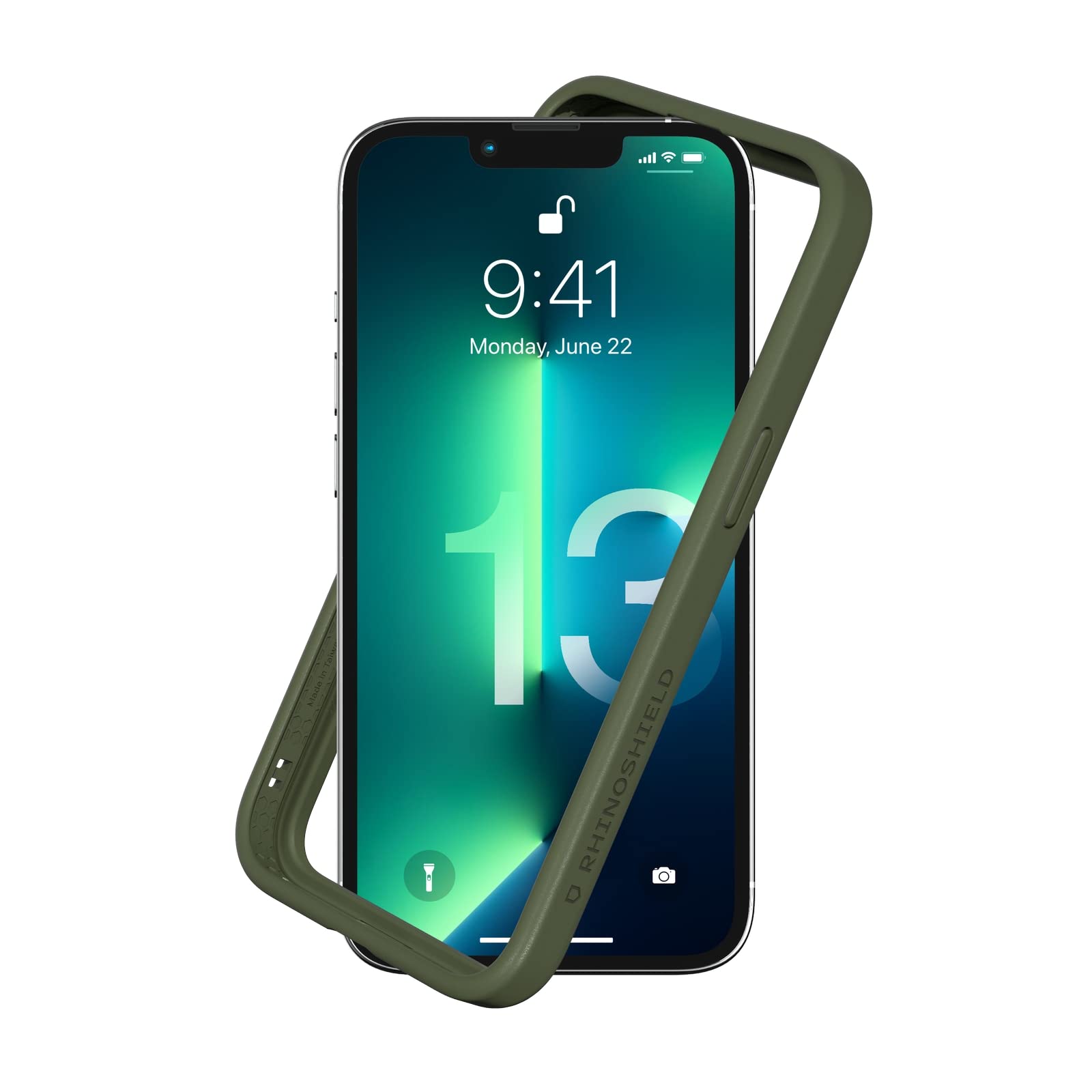 RhinoShield Bumper Case compatible with [iPhone 13 / 13 Pro] | CrashGuard NX - Shock Absorbent Slim Design Protective Cover 3.5M / 11ft Drop Protection - Camo Green