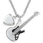 Hagkew 925 Sterling Silver Guitar/Music Note Necklace Guitar Pick/Treble Clef Pendant Necklace Music Punk Rock Hip Hop Jewelry for Guitarist Musician Women Men
