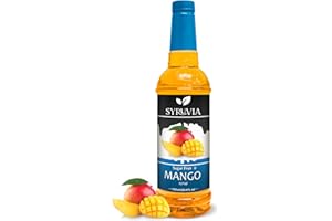 Syruvia Sugar Free Mango Syrup (25.4 fl oz) - Kosher, Gluten-Free, and Bursting with Delicious Flavor: Elevate Your Drinks and Desserts!