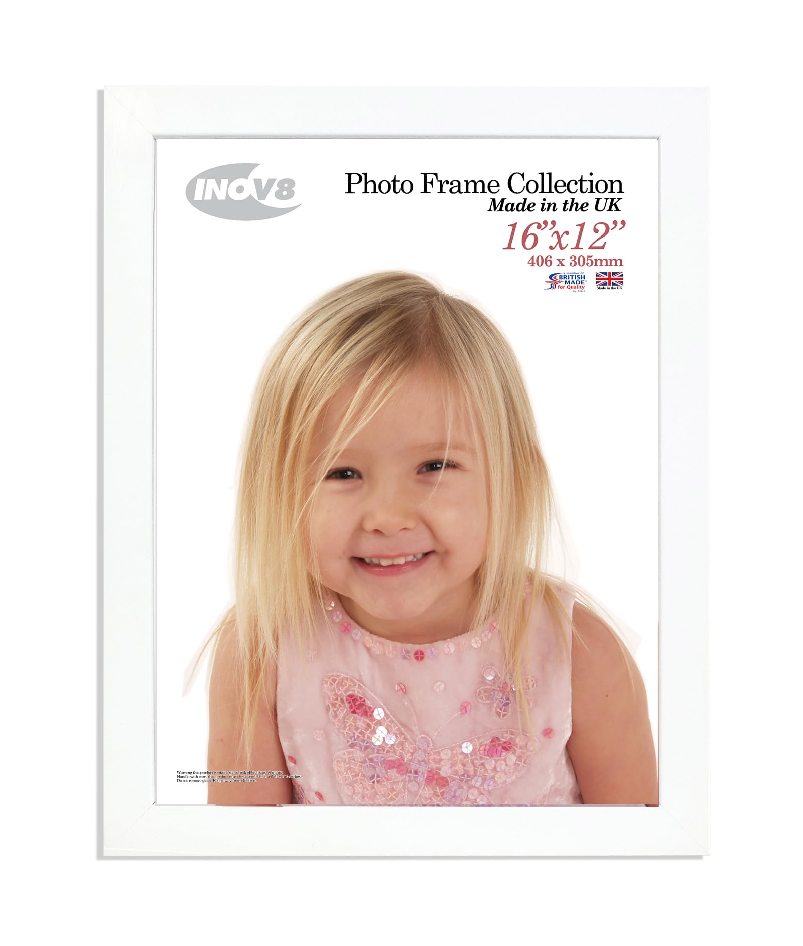 Inov8 British Made Real Wood Picture/Photo Frame 16x12" Inch(41x30cm) - Auckland 20mm Pine White