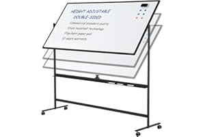 TSJ OFFICE Large Dry-Erase Rolling Magnetic Whiteboard - 48 x 32 Inches White Board Height Adjust Double Sides Mobile Portable Easel on Wheels, Dry Erase Board with Stand for Office, Home & Classroom