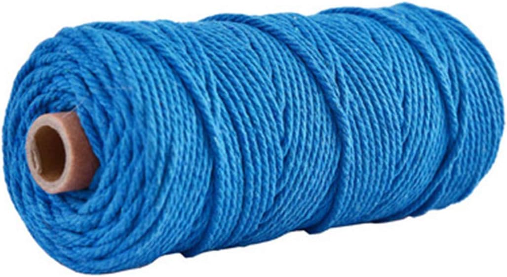 Macrame Cord 3mm 4mm -Black Gray White Cotton Cord -100% Natural Cotton String -Macrame Pattern -Craft Yarn -Rope (Lake Blue, 4mm)