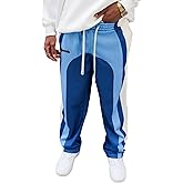 ZAFUL Men's Baggy Sweatpants Drawstring Straight Leg Workout Joggers Colorblock Casual Loose Lounge Pants