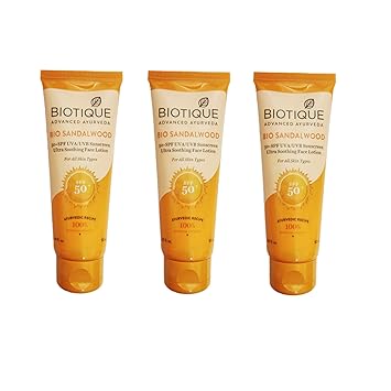 Biotique 3 Bio Sandalwood 50 Plus SPF UVA/UVB Sunscreen Ultra Soothing Face Lotion 50 ml