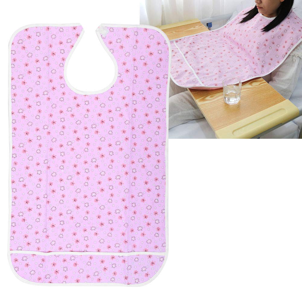 Waterproof Long Adult Bibs, Reusable Washable Stain Resistant Dining Eating Bib Clothing Protector Adult Aid Apron for Seniors Elderly Patient for Mealtime(25 * 16 * 2cm-pink 50 * 80)