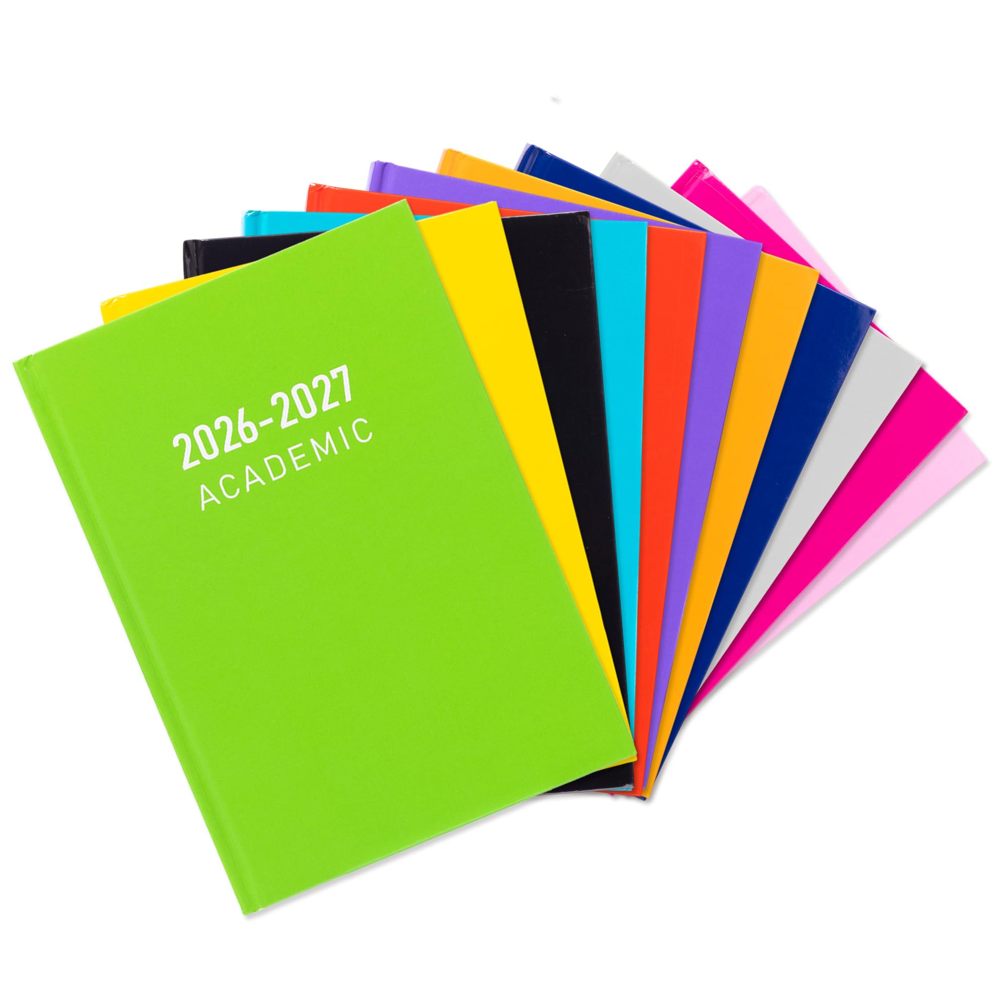 2026 2027 Academic Diary A5 Week to View - Mid Year Student Planner August 2026 to July 2027 - Hardback School College Organiser with Ribbon Bookmark (Lime)