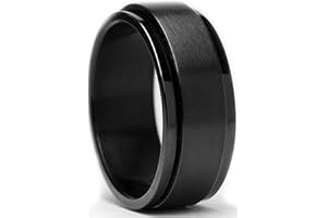 Metal Masters Co. Men's 8MM Black Stainless Steel Spinner Ring Band Anxiety